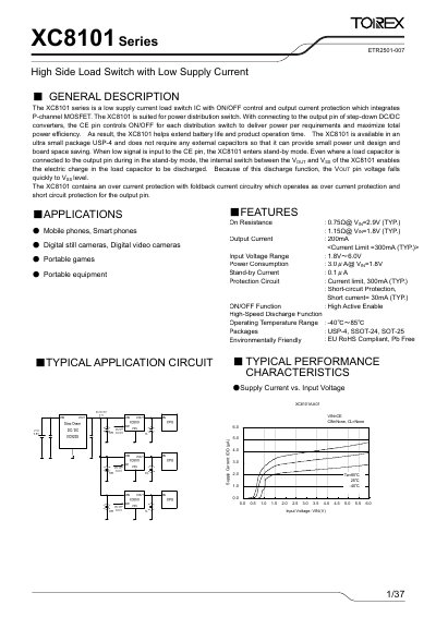 Torex XC8101 Series High Side Load Switch Datasheet - cover page