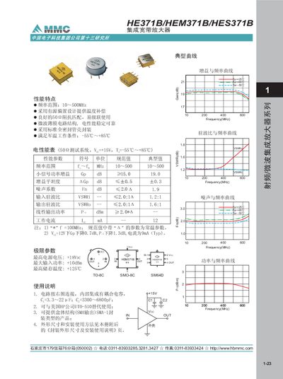 HBM HE371B / HEM371B / HES371B Integration Broadband Amplifier Manual - cover page