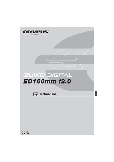 OLYMPUS ZUIKO DIGITAL ED150mm f2.0 owner's Manual - cover page