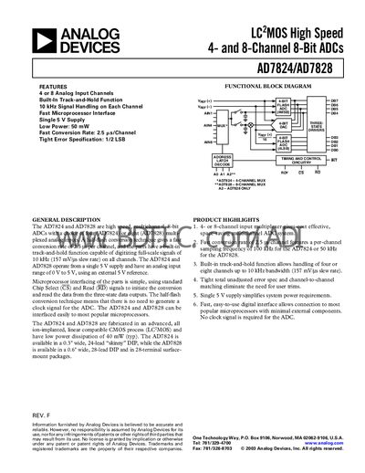 Analog Devices AD7824/AD7828 Datasheet - cover page
