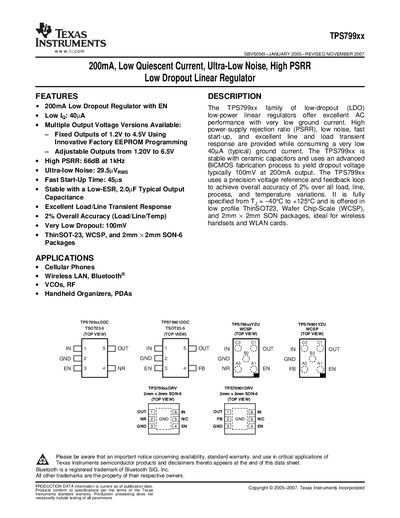 Texas Instruments TPS799xx Datasheet - cover page