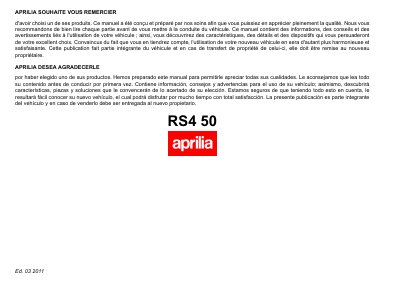 aprilia B043161 RS4-50-fr-es- Manual