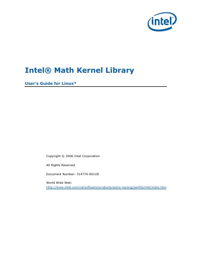 Intel Math Kernel Library Software User's Guide - cover page