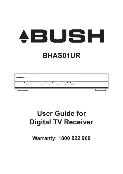 Bush BHAS01UR Digital TV Receiver User Guide - cover page