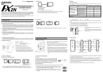 Mitsubishi Electric FX2n-485-BD Communication Board Hardware Manual - cover page