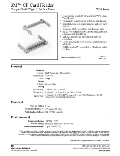 3M CF Card Header Datasheet - cover page