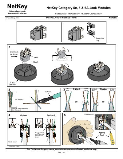 Panduit NetKey Keystone Cabling System Installation Instructions