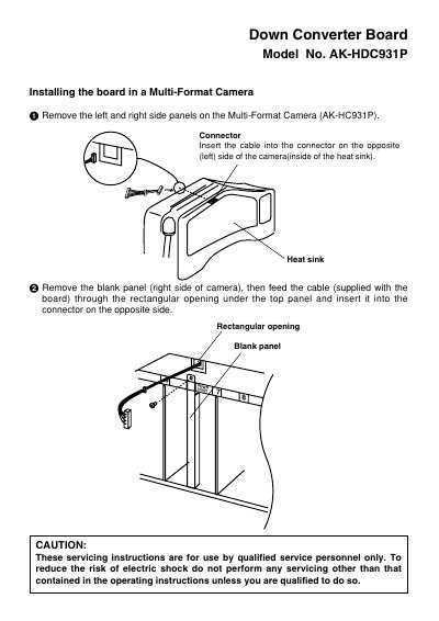 Panasonic AK-HDC931P Down Converter Board Installation Guide - cover page