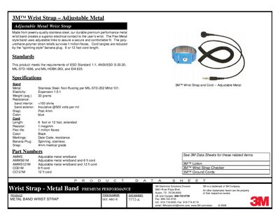 3M Adjustable Metal Wrist Strap Datasheet - cover page