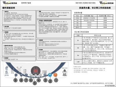 Whirlpool S601BW Washing Machine User Manual - cover page