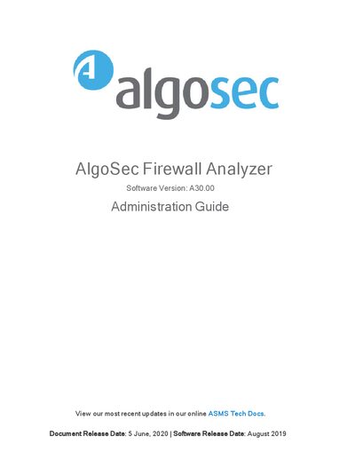 AlgoSec A30.00 Firewall Analyzer Administration Guide