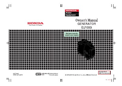 Honda EU1000i Generator Owner's Manual - cover page