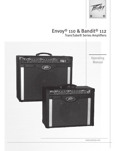 Peavey Envoy 110 & Bandit 112 TransTube Series Amplifiers Operating Manual - cover page