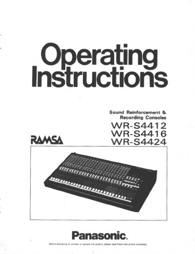 Panasonic WR-S4412/WR-S4416/WR-S4424 Manual - cover page
