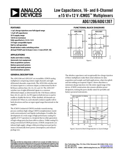 Analog Devices ADG1206/ADG1207 Datasheet - cover page