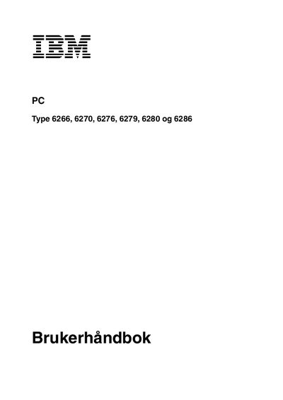 IBM PC Type 6266/6270/6276/6279/6280/6286 User Manual - cover page