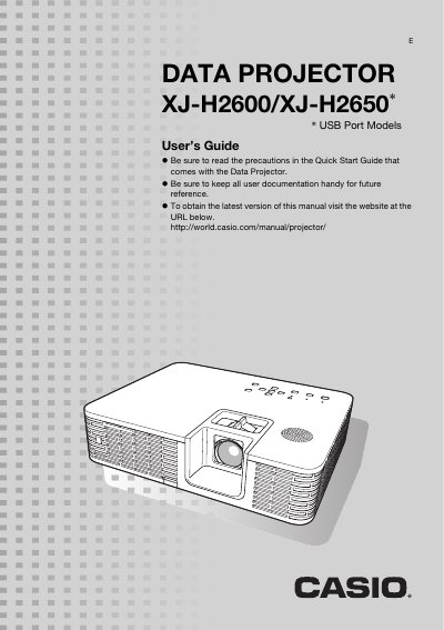 Casio XJ-H2600/XJ-H2650 Data Projector User's Guide - cover page