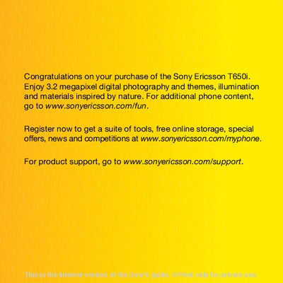 Sony ericsson T650user manual - cover page