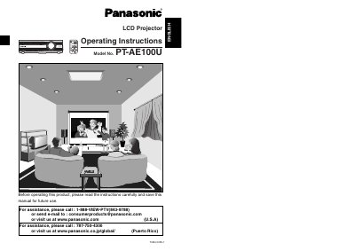 Panasonic PT-AE100U LCD Projector Operating Instructions - cover page
