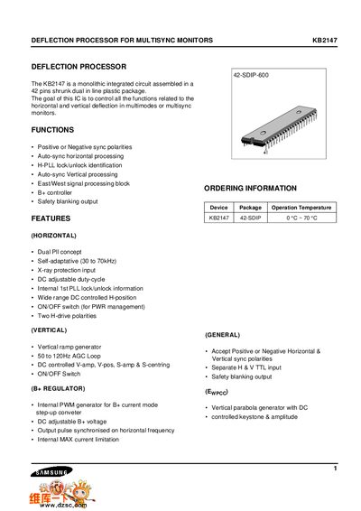 Samsung KB2147 Deflection Processor Datasheet - cover page