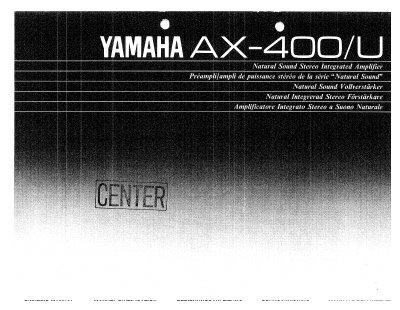 Yamaha AX-400/U Integrated Amplifier Owner's Manual - cover page
