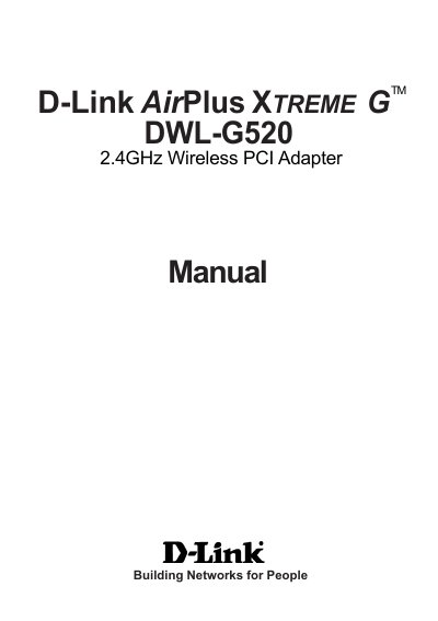 D-Link DWL-G520 User Manual - cover page