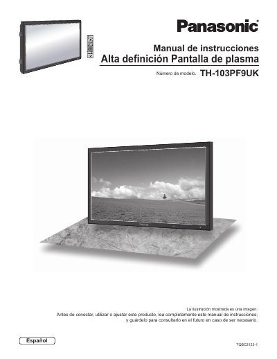 Panasonic TH-103PF9UK Plasma Display Operating Instructions - cover page