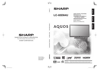Sharp LC-65D64U Liquid Crystal Television Operation Manual - cover page