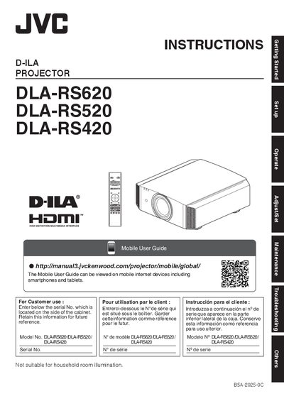 JVC DLA-RS620 DLA-RS520 DLA-RS420 User Manual - cover page