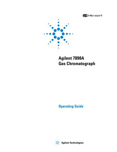 Agilent 7890A Gas Chromatograph Operating Guide - cover page