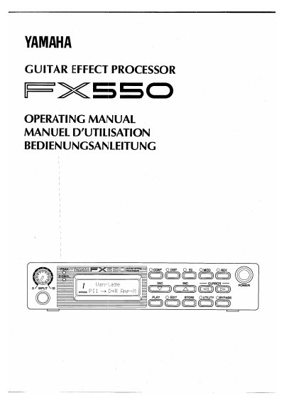 Yamaha FX550 Guitar Effect Processor Operating Manual
