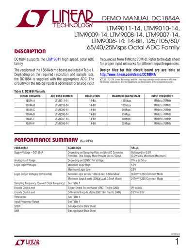 Linear Technology DC1884A Demo Manual - cover page