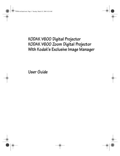 Kodak V600 Digital Projector User Guide - cover page