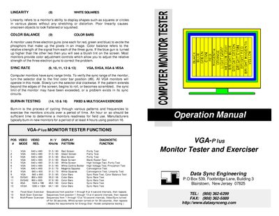 VGA-PlusPlus Monitor Tester and Exerciser User Manual - cover page