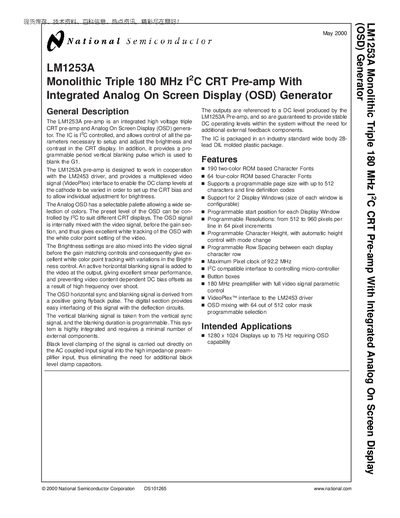 National Semiconductor LM1253A Datasheet