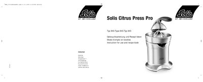 Solis Typ 845 Citrus Press Pro User Manual - cover page