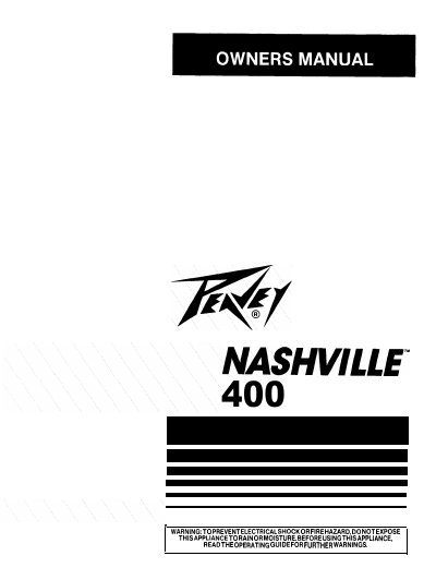 Peavey Nashville 400 Amplifier User Manual - cover page
