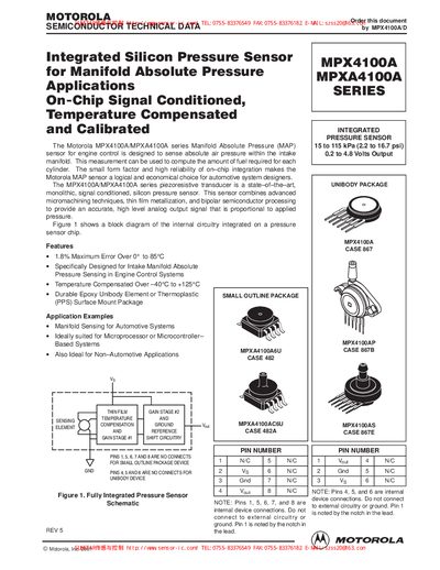 MOTOROLA MPX4100A MPEXA4100A SERIES Manual - cover page