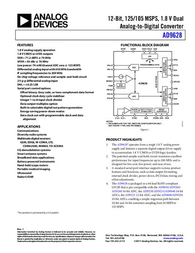 Analog Devices AD9628 Datasheet - cover page