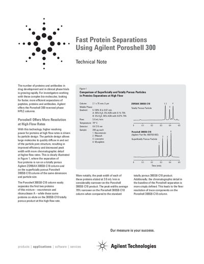 Agilent Poroshell 300 Fast Protein Separations Technical Note - cover page