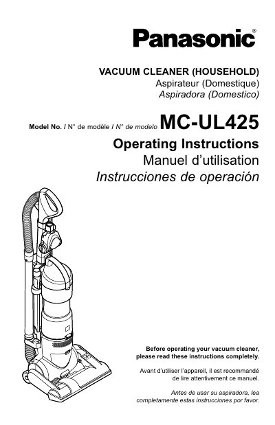 Panasonic MC-UL425 Vacuum Cleaner Operating Instructions - cover page
