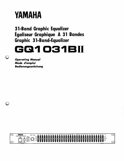 YAHAMA CQ1031BII Manual - cover page