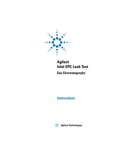 Agilent 6890 GC Inlet EPC Leak Test Instructions - cover page
