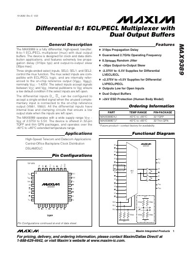 Maxim MAX9389 Datasheet - cover page