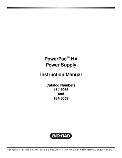 Bio‑Rad PowerPac HV Instruction Manual - cover page