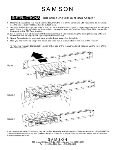 Samson UHF Series One DR2 Dual Rack Adaptor Installation Guide - cover page