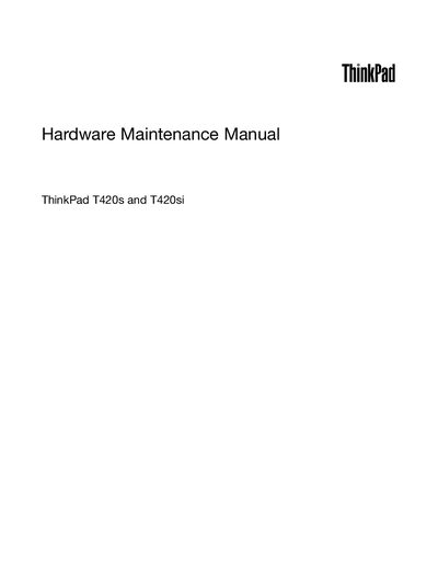 Lenovo ThinkPad T420s and T420si Hardware Maintenance Manual - cover page