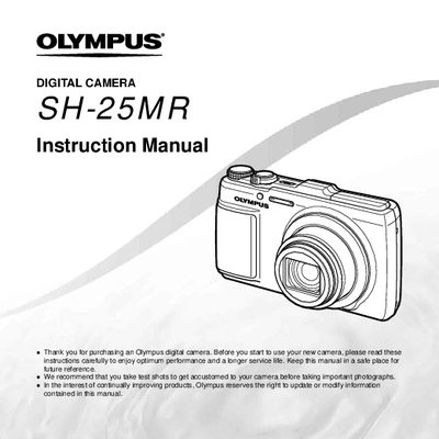 Olympus SH-25MR Digital Camera Instruction Manual - cover page