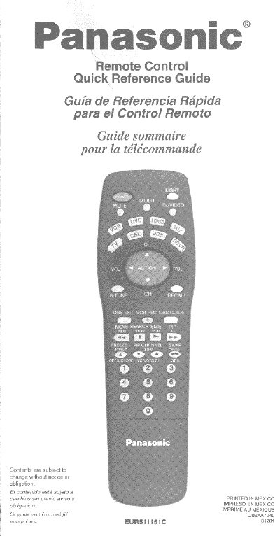 Panasonic EUR511151C Manual - cover page