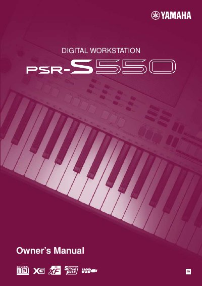 Yamaha PSR-S550 Digital Workstation Owner's Manual